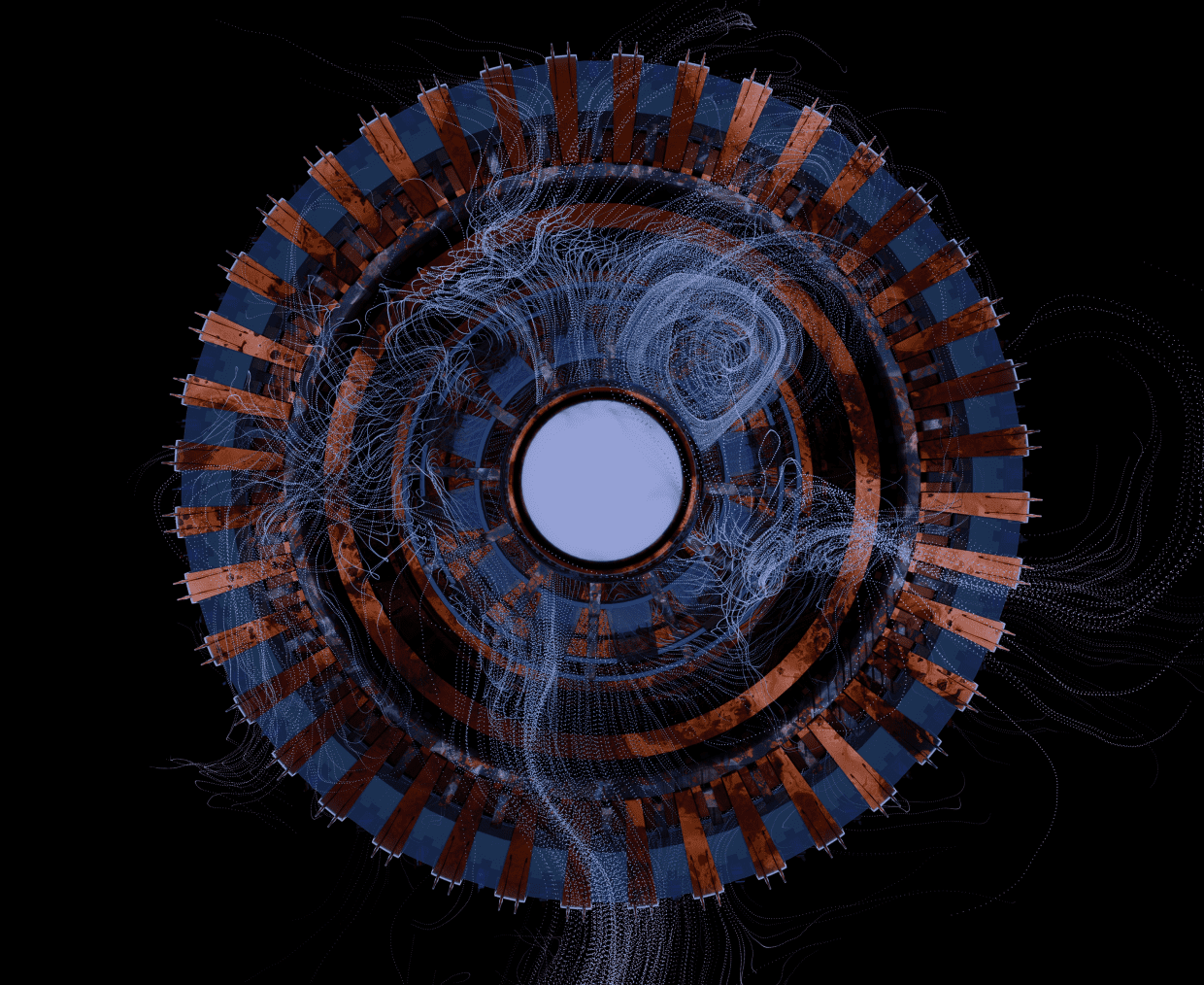 capsule1 Abstract circular pattern with blue and orange.